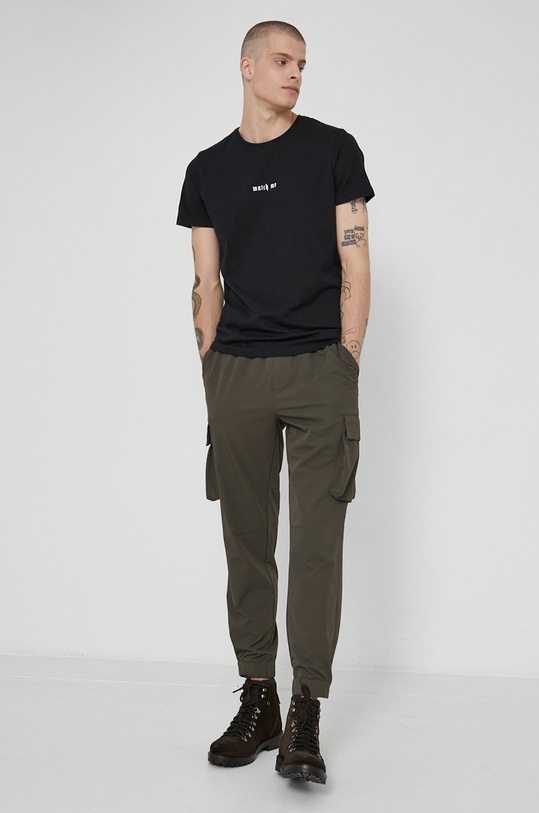 T-shirt bawełniany z nadrukiem czarny RW21.TSM507 czarny RW21