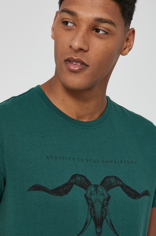 T-shirt męski z bawełny organicznej zielony zielony RW21.TSM801