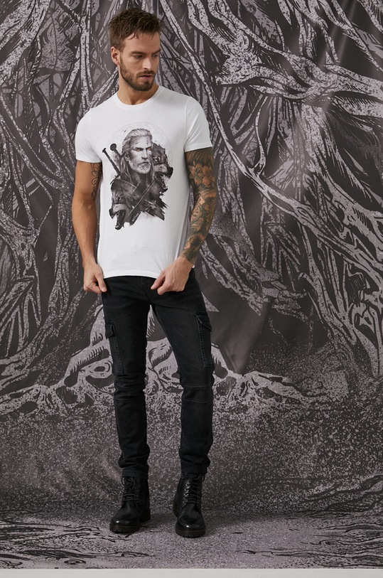 Bavlnené tričko Witcher okrúhly biela RW21.TSM861