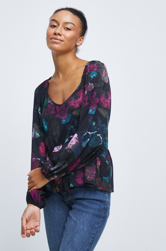 Bluzka damska wzorzysta multicolor casual multicolor RW22.BDD305