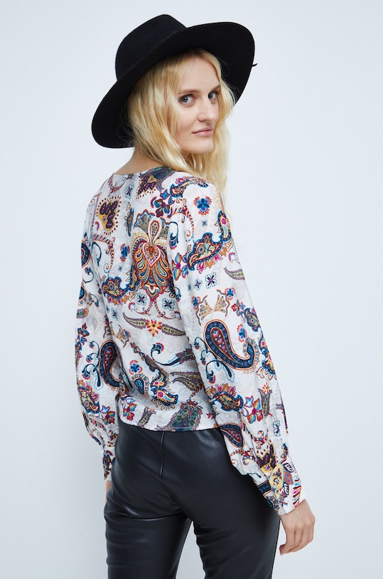 Odzież Bluzka damska z wiązaniem kolor biały RW22.BDD702 biały