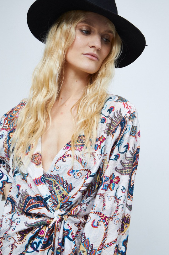 Bluzka damska z wiązaniem kolor biały RW22.BDD702 biały