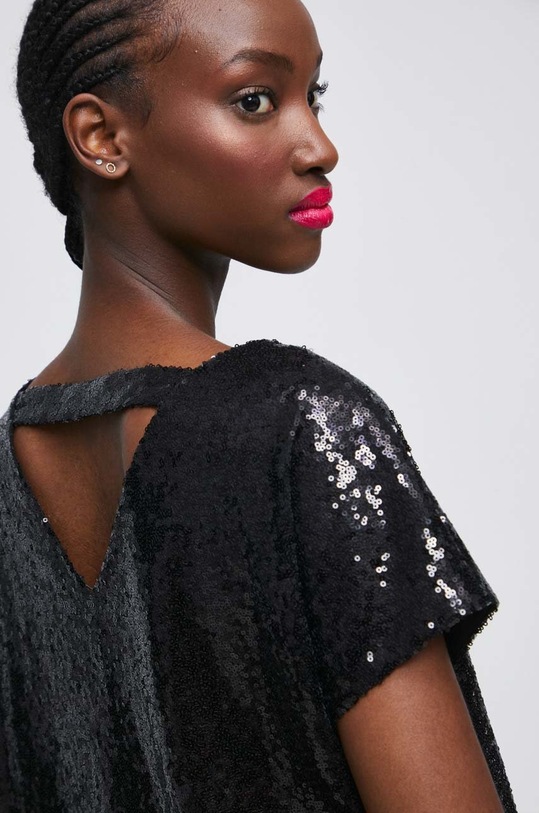 Blúzka dámska s flitrami čierna farba RW22.BKDA01 čierna