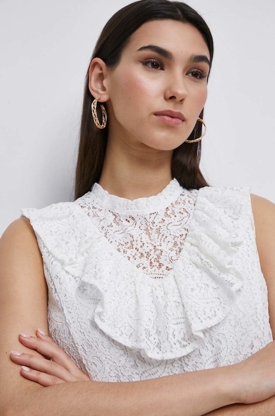 Bluzka damska koronkowa kolor biały regular biały RW22.BKDB04
