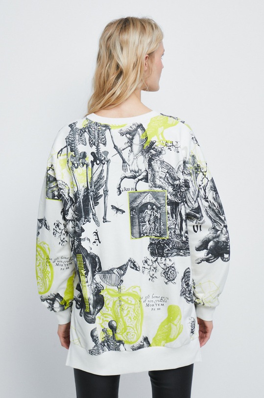 Odzież Bluza bawełniana damska wzorzysta beżowa RW22.BLD403 beżowy