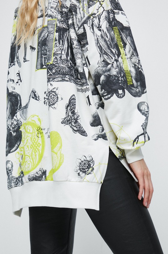 Bluza bawełniana damska wzorzysta beżowa RW22.BLD403 beżowy
