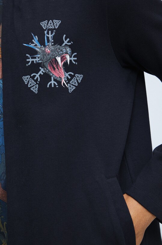Bluza bawełniana męska z nadrukiem czarna RW22.BLM602 czarny