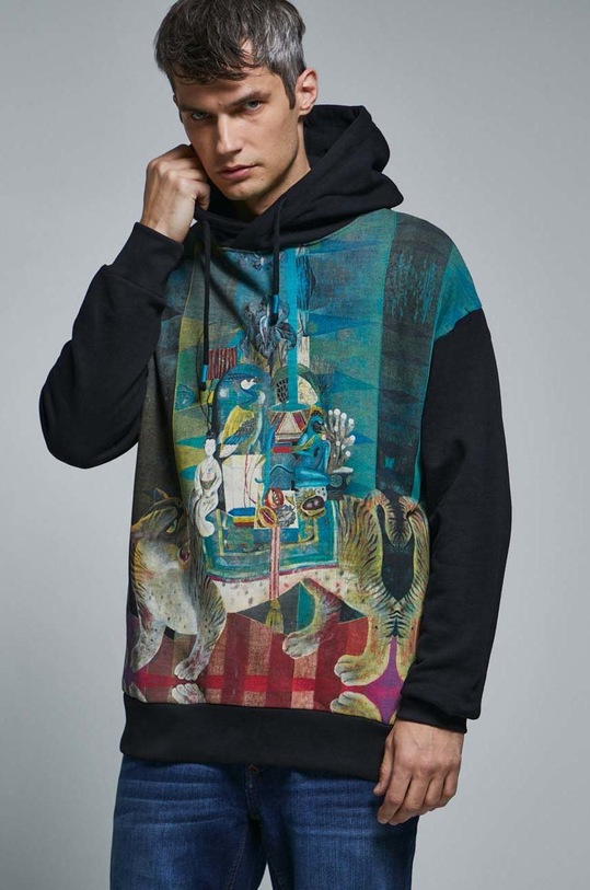 Bluza bawełniana męska by Olaf Hajek kolor czarny bawełna czarny RW22.BLM950