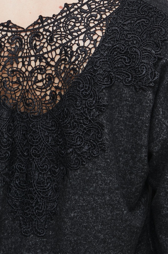 Longsleeve damski z melanżowej dzianiny szary RW22.BUD050