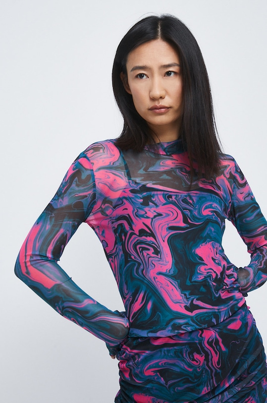 Longsleeve damski wzorzysty multicolor multicolor RW22.BUD200
