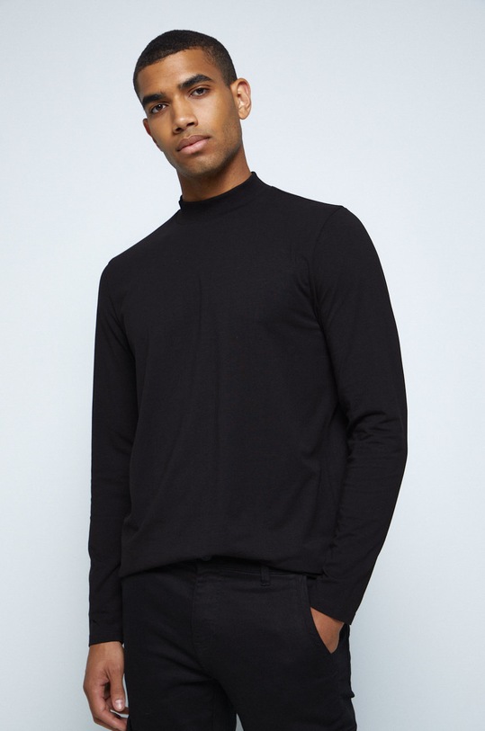 Longsleeve męski gładki czarny gładkie czarny RW22.BUM060