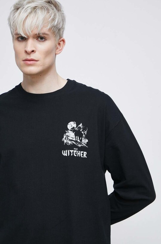 Longsleeve bawełniany męski z kolekcji The Witcher x Medicine kolor czarny czarny RW22.BUMB50