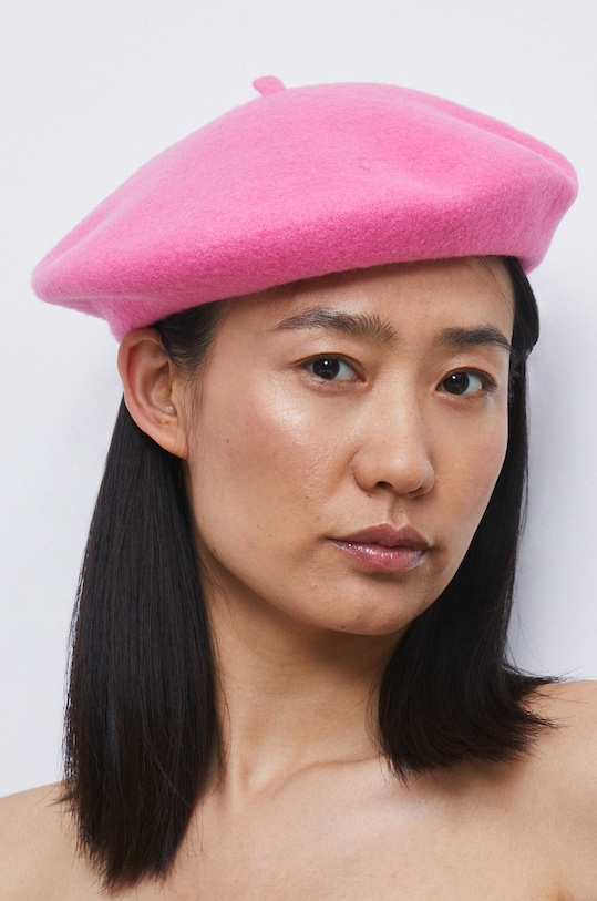 Medicine beret wełniany wełna różowy RW22.CAD304