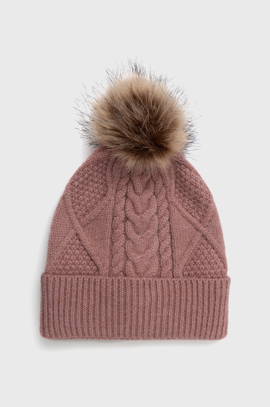 Čiapka dámska z hladkej pleteniny ružová farba hrubá ružová RW22.CAD803