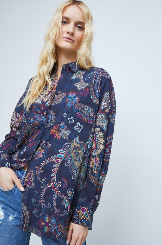 Koszula damska oversize kolor multicolor wzorzyste multicolor RW22.KDD700