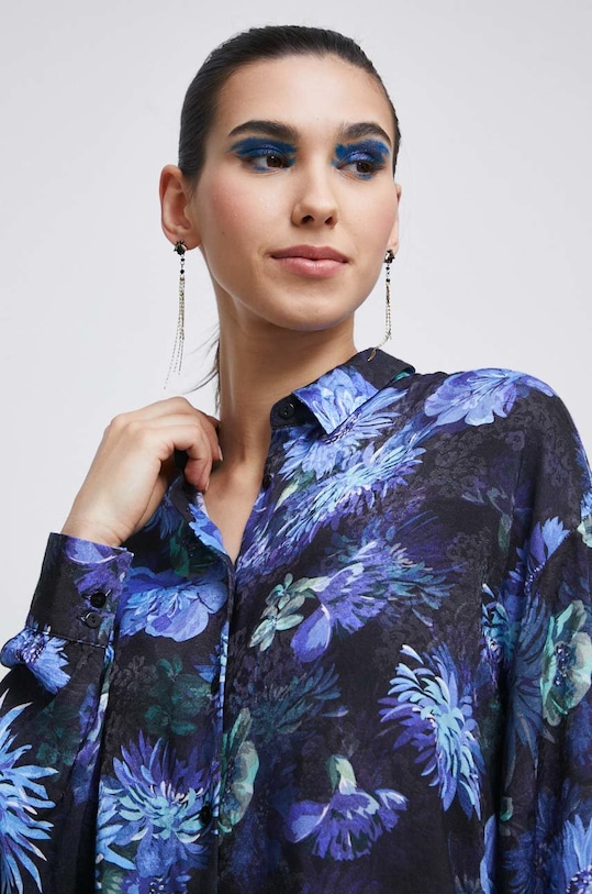 Koszula damska wzorzysta kolor niebieski RW22.KDDC00