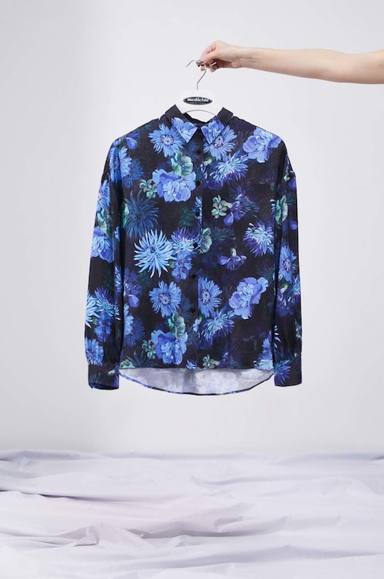 Koszula damska wzorzysta kolor niebieski RW22.KDDC00