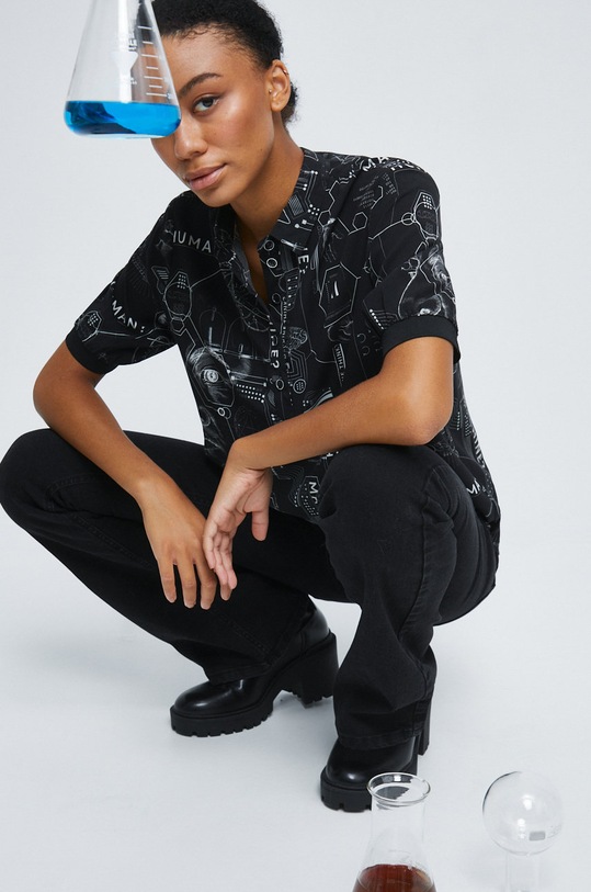 Košeľa dámska z kolekcie Science čierna regular čierna RW22.KKD350