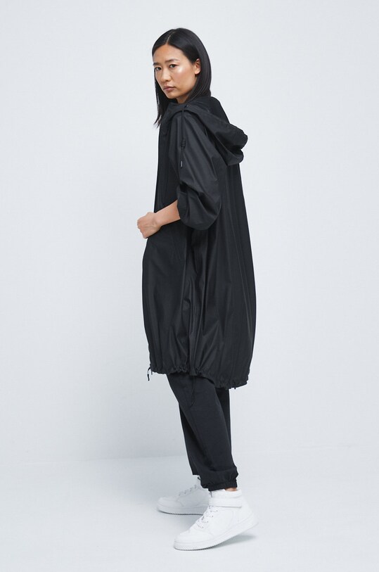Oblečenie Kabát dámsky z hladkej látky RW22.KPD100 čierna