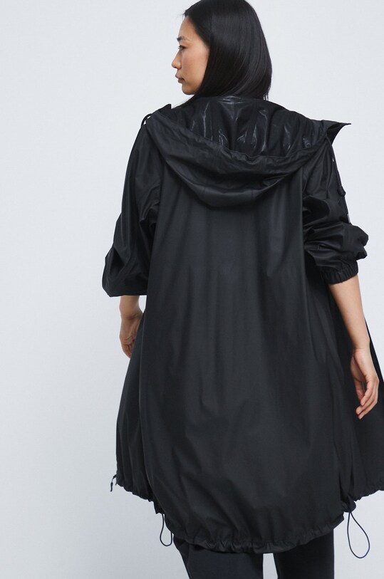 Kabát dámsky z hladkej látky čierna RW22.KPD100