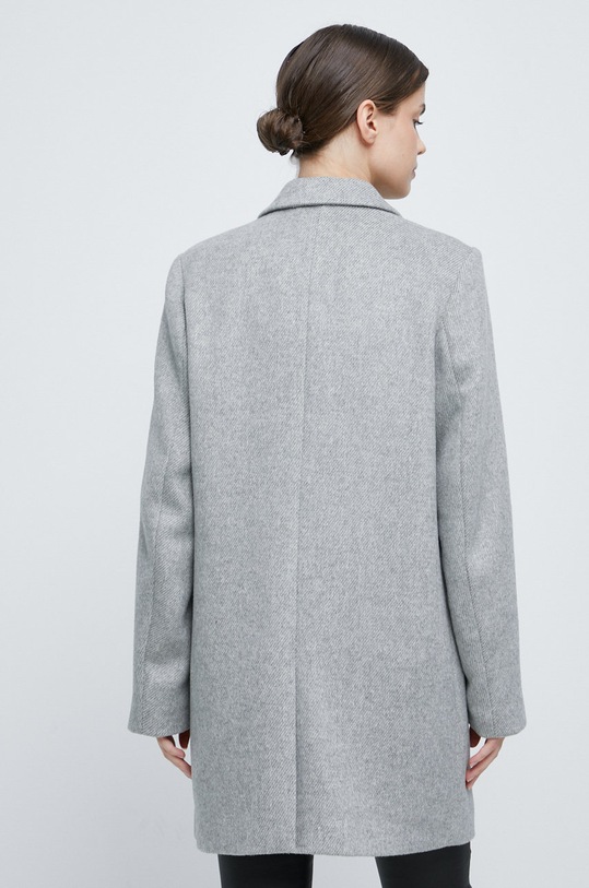 Odzież Płaszcz z domieszką wełny damski gładki szary RW22.KPD500 szary