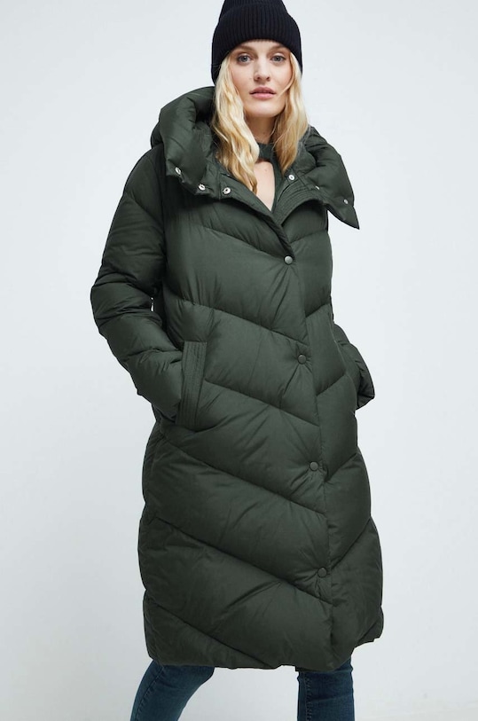 Płaszcz puchowy damski ocieplany kolor zielony pozostałe zielony RW22.KPD701