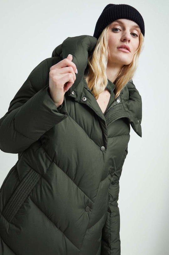 Płaszcz puchowy damski ocieplany kolor zielony zielony RW22.KPD701