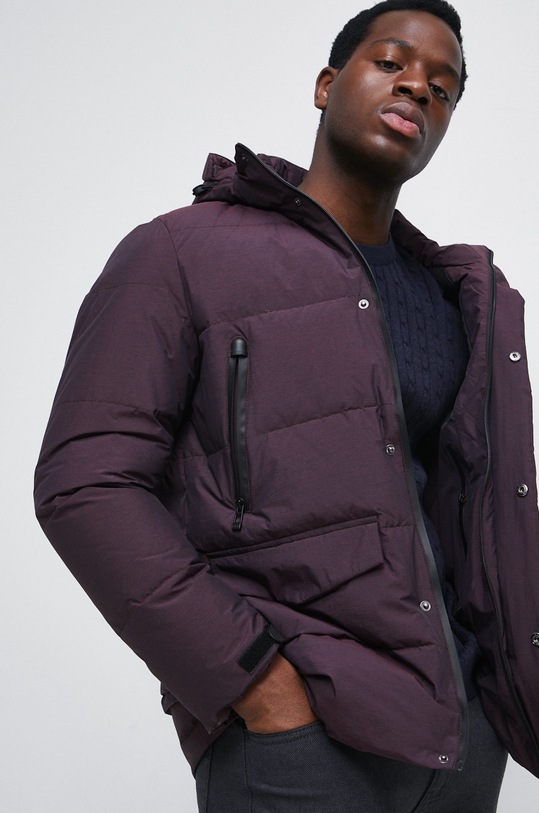 Kurtka puchowa męska ocieplana kolor bordowy bordowy RW22.KUM802