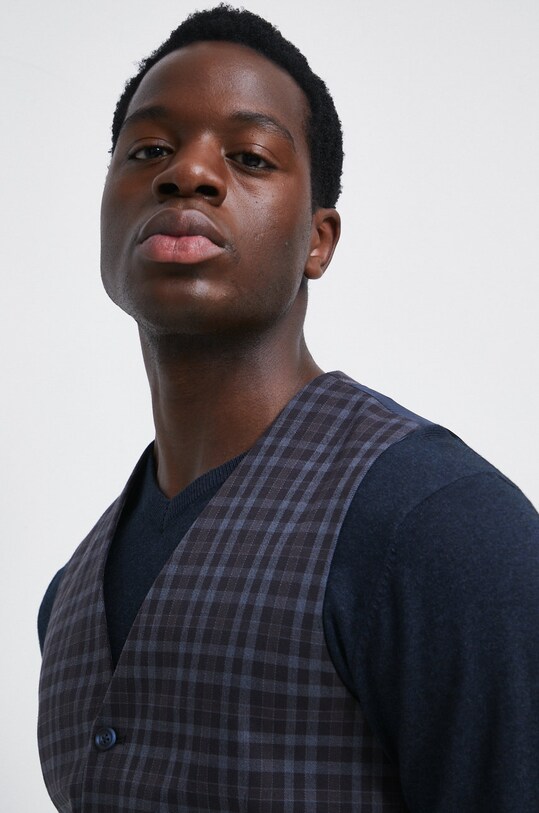 Kamizelka męska wzorzysta kolor niebieski tkanina niebieski RW22.KZM802