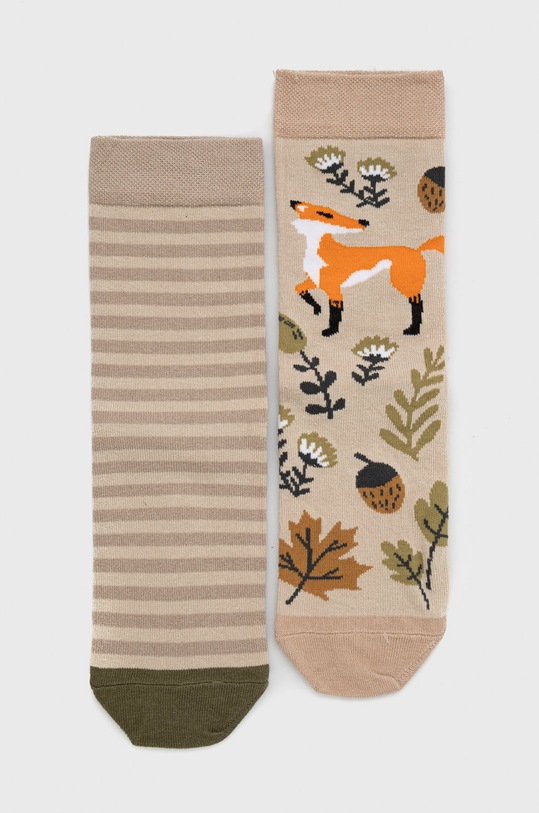 Skarpetki bawełniane damskie z lisem (2-pack) skarpetki długie multicolor RW22.LGD805