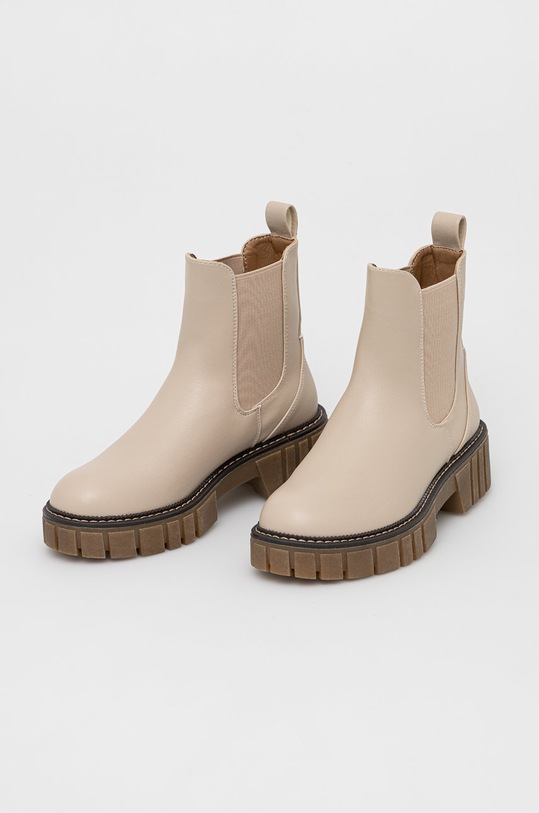 Botki na platformie ze skóry ekologicznej beżowe RW22.OBD406 beżowy RW22