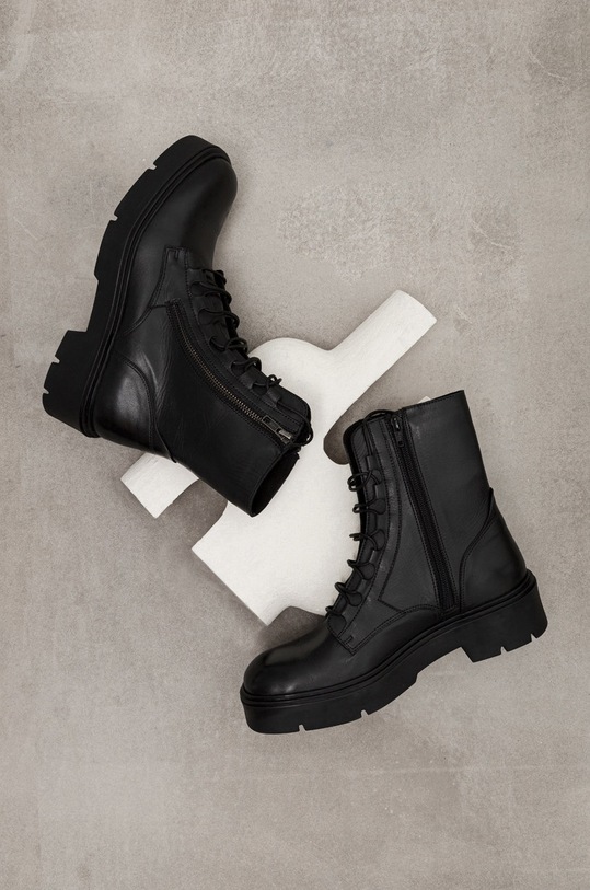 Nízké kozačky dámské kožené černá barva přírodní kůže černá RW22.OBD505