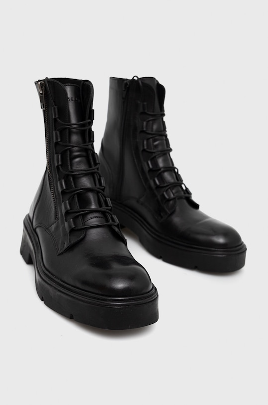 Boty Nízké kozačky dámské kožené černá barva RW22.OBD505 černá