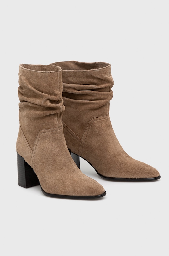 Boty Nízké kozačky dámské semišové hnědá barva RW22.OBD706 hnědá