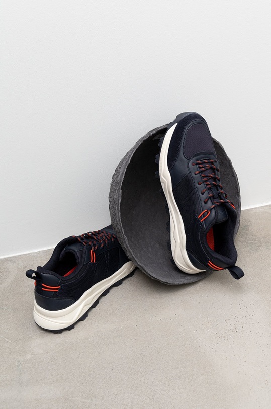 Sneakersy męskie z elementami skóry granatowe RW22.OBM203 granatowy RW22