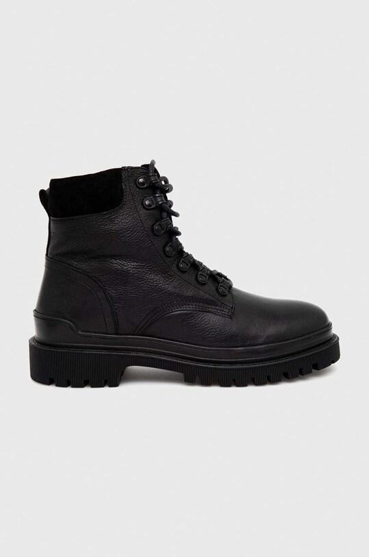 Buty wysokie męskie skórzane kolor czarny casual czarny RW22.OBM602