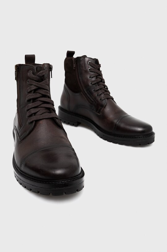 Obuwie Buty wysokie męskie skórzane kolor brązowy RW22.OBM606 brązowy