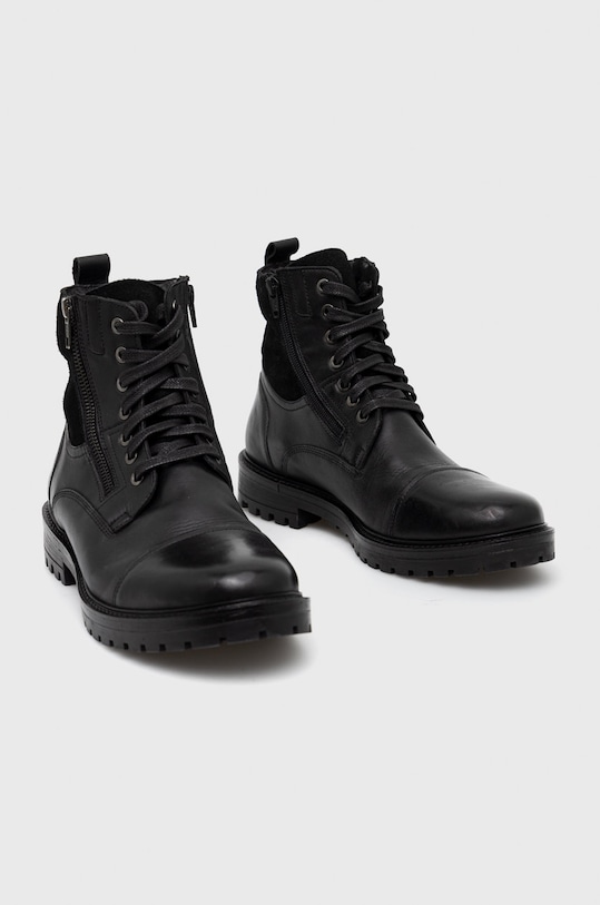 Obuwie Buty wysokie męskie skórzane kolor czarny RW22.OBM606 czarny