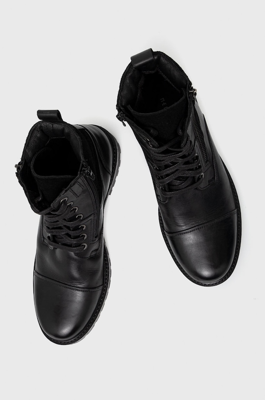 Buty wysokie męskie skórzane kolor czarny RW22.OBM606