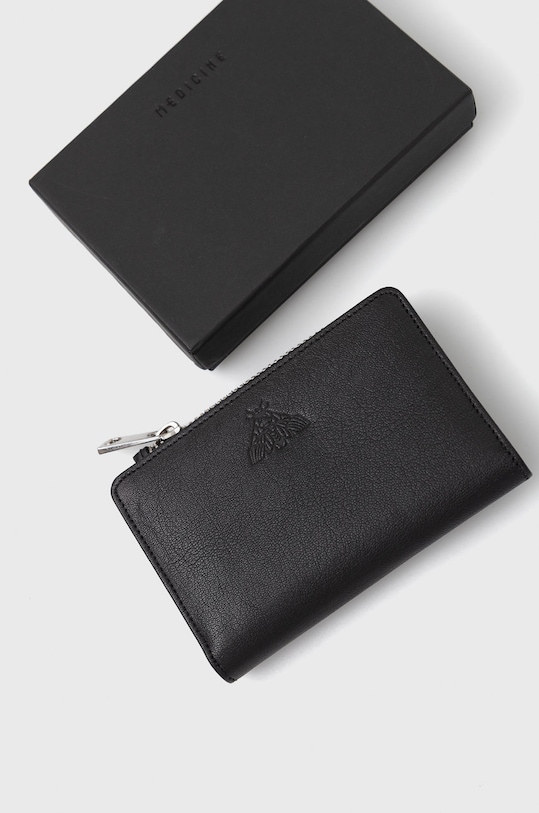Portfel skórzany damski kolor czarny skóra licowa czarny RW22.PFD902