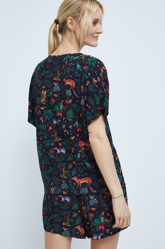 Piżama damska wzorzysta czarna czarny RW22.PJD500