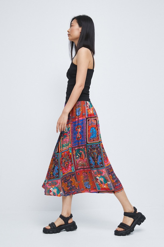 Spódnica damska z wiskozy multicolor midi multicolor RW22.SDD206