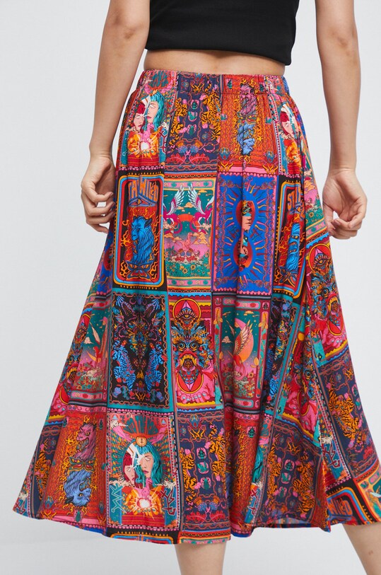 Odzież Spódnica damska z wiskozy multicolor RW22.SDD206 multicolor