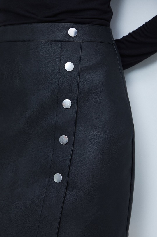 Spódnica damska z imitacji skóry kolor czarny czarny RW22.SDD706