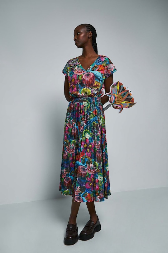 Spódnica damska wzorzysta by Olaf Hajek kolor multicolor midi multicolor RW22.SDD950