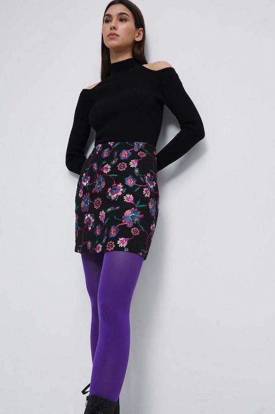 Sukně dámská s ozdobnou výšivkou černá barva pouzdrový černá RW22.SDDB01