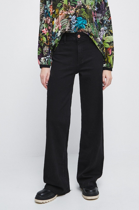 Jeansy damskie wide leg kolor czarny czarny RW22.SJD803