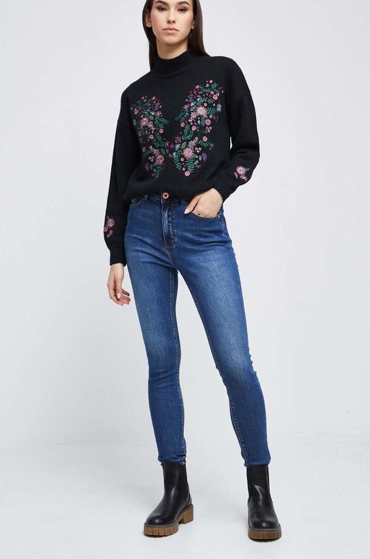 Jeansy damskie skinny kolor niebieski niebieski RW22.SJDB00