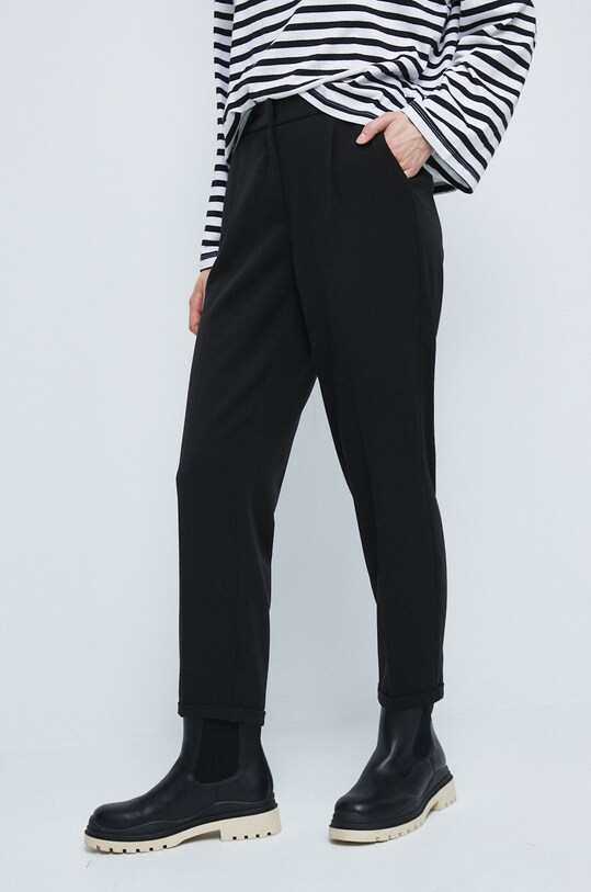 Nohavice dámske s vysokým pásom čierna farba jednoduchý čierna RW22.SPD040