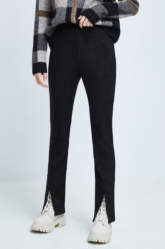 Legginsy damskie gładkie czarne z elastanem czarny RW22.SPD604